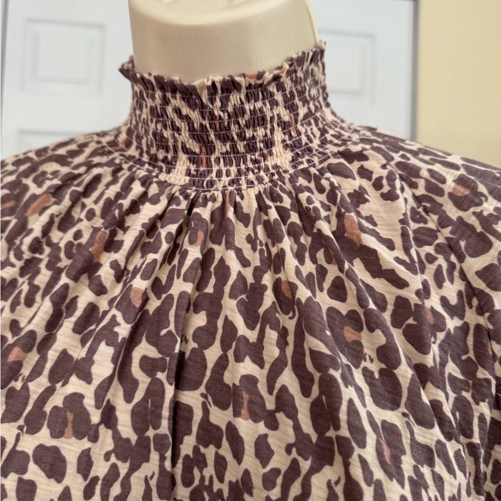 Nation LTD Leopard Print Smocked Mock Neck Blouse – Size Small - Picture 14 of 14